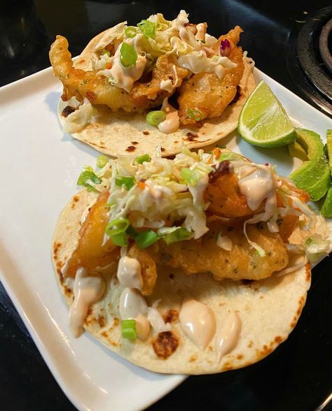 Flounder Tacos, Fish Tacos Fried, Tacos Fried, Fried Flounder, Lime Slaw, Baja Fish Tacos, What Is For Dinner, Chipotle Mayo, Fish Taco