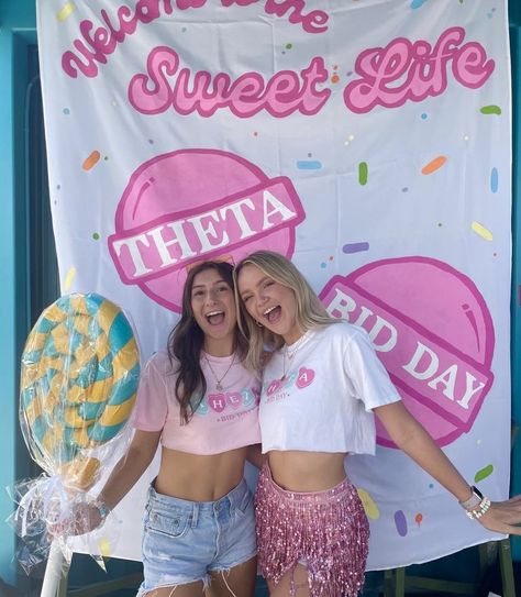 Candy Sorority Shirt, Candy Land Recruitment Theme, Sweet Life Sorority Theme, Welcome To The Sweet Life Bid Day, Candy Theme Sorority, Candy Theme Bid Day, Candy Sorority Theme, Sigma Kappa Bid Day, Candyland Bid Day Theme