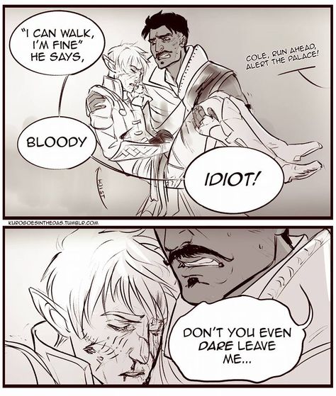 Post-DA: I - Trespasser. Dorian and Inquisitor, post Solas' betrayal and taking his hand. 3/3. << This hurts my heart. :( Dragon Age Inquisition Dorian, Dragon Age Dorian, Dragon Age Comics, Dorian Pavus, Da Inquisition, Dragon Age Memes, Dragon Age Romance, 07 Ghost, Dragon Age Characters