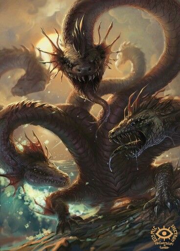 DRAGON Hydra Mythology, Hydra Monster, Dragon Artwork Fantasy, Fantasy Beasts, Giant Monsters, Legendary Creature, Fantasy Monster, Dragon Artwork, Creature Feature