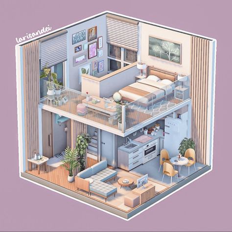 Tiny House Sims 4 Home Plans, Sims 4 Room Builds, Sims Bedroom Ideas Base Game, Sims Tiny House, Sims Decoration, Sims 4 Room Ideas, The Sims 4 Builds, Sims Room, Sims 4 Loft