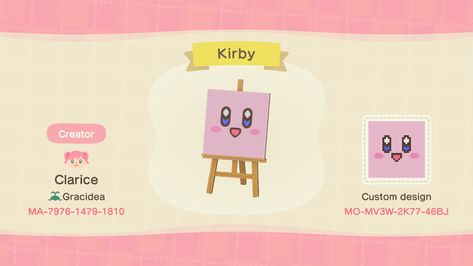 Animal Crossing Kirby Design, Animal Crossing Design Codes Kirby, Star Flag Animal Crossing, Animal Crossing Island Flag Design, Cute Animal Crossing Flags, Animal Crossing Anime Design, Animal Crossing Codes Flag, Acnh Kirby Design, Animal Crossing Creator Codes Clothes