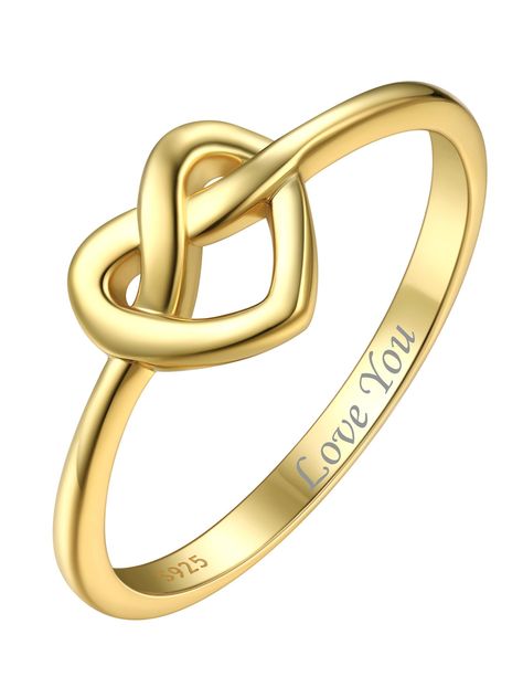 PRICES MAY VARY. 【Unique Design】Design concept: express your endless love to your loved ones. This gold promise ring is perfect as a daily jewelry or wedding jewelry, elegant and simple design never goes out of style. 【High-quality Material】Made of 925 sterling silver, hypoallergenic and safe for sensitive skin. The gold love knot ring in high polished surface enhances shine and durability, comfortable to wear all day long. 【Specification】Love knot ring size: 4-12. Multiple sizes to meet your ne Knot Promise Ring, Heart Promise Rings, Dainty Wedding Ring, Love Knot Ring, Gold Heart Ring, Gold Promise Rings, Dainty Gold Rings, Jewelry Elegant, Daily Jewelry