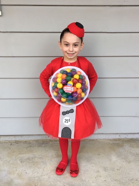 Gumball Machine Halloween Costume, Gumball Costume, Gumball Machine Costume, Diy Fantasia, Diy Gumball Machine, 4 Daughters, Costume Family, Kostum Halloween, Cheap Halloween Costumes