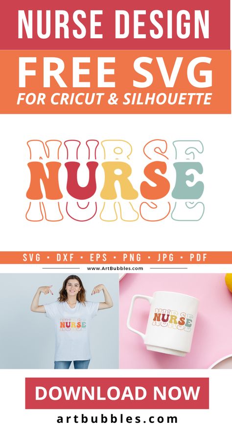 This Nurse SVG File is a freebie for crafters to make for the nurse season using Cricut, silhouette, etc. Crafters can download this SVG file for free. Files: SVG, DXF, PNG, EPS, JPG & PDF. Free Retro Nurse SVG design. Perfect for printing on a variety of items like t-shirts, mugs, signs, cards, decals or anything else you can imagin! #nurse #nursesvg #svg #cricut #craft #silhouette #nursetshirt #freesvg #nursesigns #nursecricutsvg #nursemugsvg #retronursesvg #nursefreesvg #design #nursedesign School Nurse Svg Free Files, Nurse Svg Free Files, Nurse Svg Free Files For Cricut, Nursing Printables, Nurse Svg Files For Cricut, Free Nurse Svg Files For Cricut, Free Nurse Svg, Halloween Nurse Svg Free, Nursing Svg Files Free