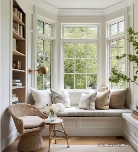 Beautiful seating area in a cozy home Interrior Design, Window Seat Design, Reading Area, Elegant Bedroom, Seat Design, Book Nook, Apartment Inspiration, Cozy Home, Riga