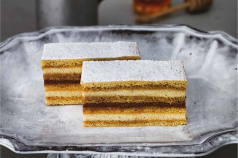 Croatian honey cake by Claire Clark Croation Recipes, Honey Cake Recipe, Chocolate Custard, Great British Chefs, Custard Cake, Croatian Recipes, Honey Cake, Chocolate Icing, English Food