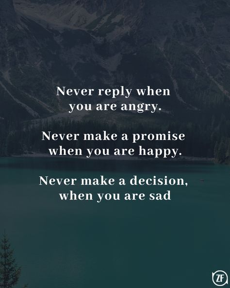 Never Make A Decision When Angry, Never Reply When You Are Angry, Never Make Decisions When Angry, Reason Quotes, Angry Quote, Quotes Powerful, Make A Decision, When You Are Happy, Thought Quotes