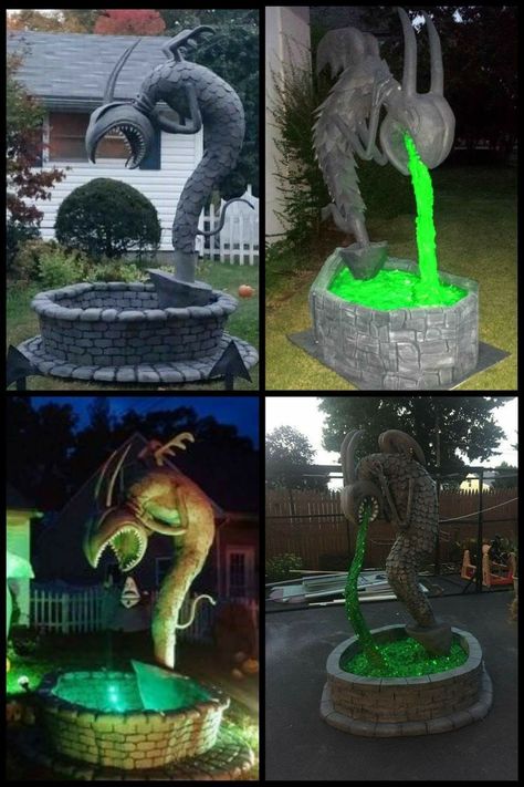 Tim Burton fountains Shared on my fb page  Www.Facebook.com/uniqueintuitions1  #timburton #nbc #nightmarebeforechristmas #halloween #decor #decorations #uniqueintuitions Halloween Town Nightmare Tim Burton, Tim Burton Halloween Decor Outdoor, Tim Burton Furniture, Tim Burton Halloween Decorations, Beetlejuice Moodboard, Tim Burton Party Decorations, Tim Burton Halloween Decor, Nightmare Before Christmas Hill, Tim Burton Halloween Party