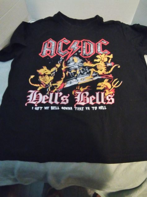 AC/DC Hells Bells 1990's tshirt. Tag missing but it is a men's medium. Excellent condition. Music Tees, Mens T Shirts, Ac Dc, Mens T, Mens Outfits, T Shirts, Band, Mens Tshirts, Music