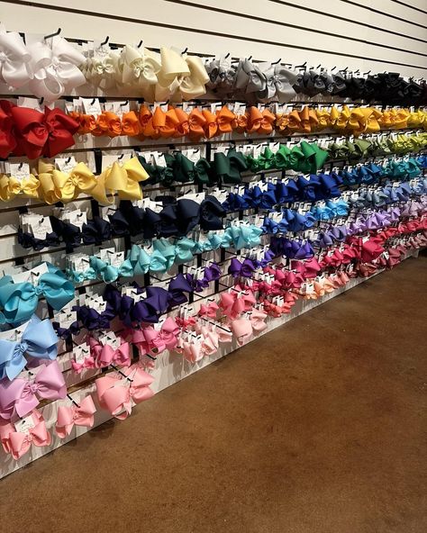 How many of these bow colors can you name? #onestopbowshop #bows #bowshop #hairbowshop #grosgrainbows Bow Shop, Store Display, Store Fronts, How Many, Hair Bows, Boutique, Color