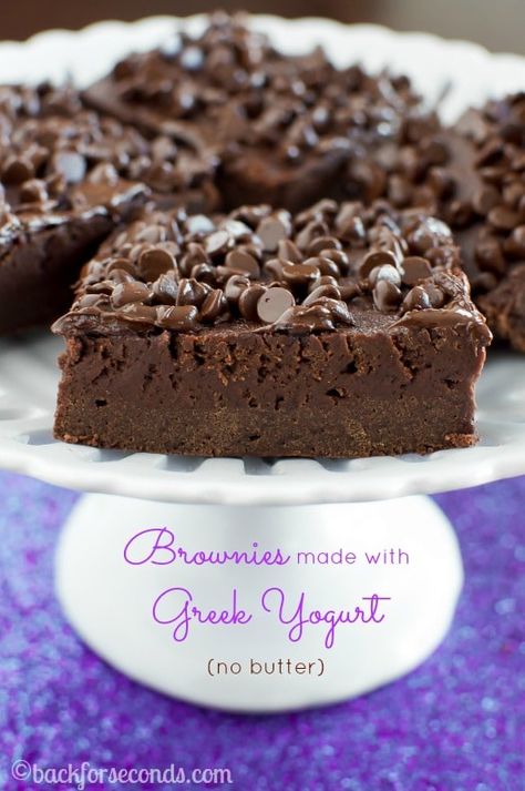 Fudge Brownies made with Greek Yogurt - Back for Seconds Yogurt Brownies, Greek Yogurt Brownies, Yogurt Making, Yogurt Chocolate, Keto Approved Foods, Healthy Brownies, Greek Yogurt Recipes, Yogurt Recipes, Fudge Brownies