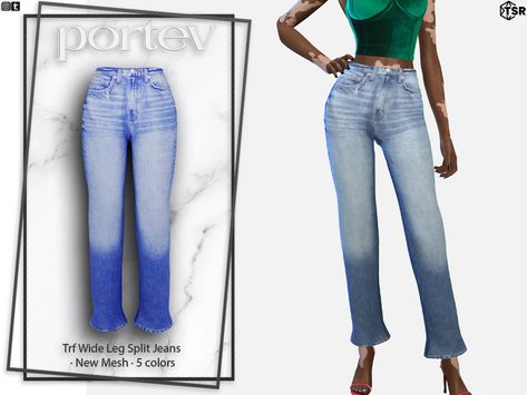 The Sims Resource - Trf Wide Leg Split Jeans Split Jeans, Sims Clothes, Leg Split, Female Clothing, Sims 4 Cc Finds, The Sims Resource, Sims Resource, The Sims, Sims 4