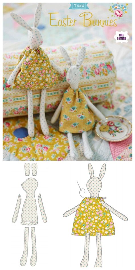 Sewing Soft Toys, Vintage Easter Bunny, Bantal Sofa, Doll Patterns Free, Sewing Stuffed Animals, Costura Diy, Fabric Toys, Doll Sewing Patterns, Easter Crafts Diy