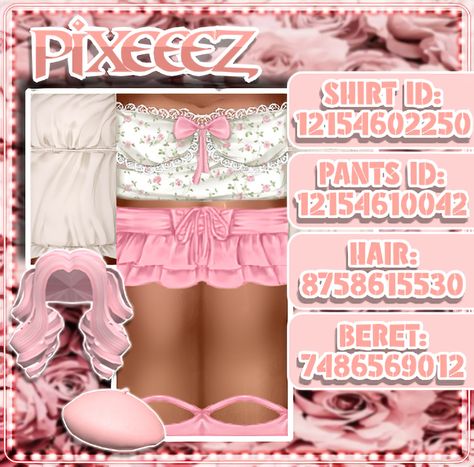 Bloxburg Outfit Codes Shirt, Cute Outfit Codes For Bloxburg, Roblox Codes Pink, Brookhaven Outfit Codes Y2k, Roblox Codes For Clothes Y2k, Roblox Dress Codes, My Melody Outfit, Roblox Pfp, Dance Moms Costumes