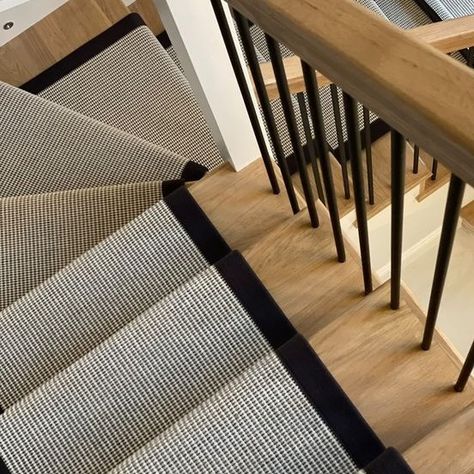 Enjoy the earthy colours of this staircase design that features our Linen N Wool collection in Cream. This beautiful stair runner carpet offers a designer selection of 4 neutral colours that you can browse on our website.  Design by Katie Watkinson Interiors Staircase Runners, Crucial Trading, Staircase Runner, Contemporary Stairs, Herringbone Texture, Beautiful Stairs, Modern Properties, Earthy Colours, Runner Carpet