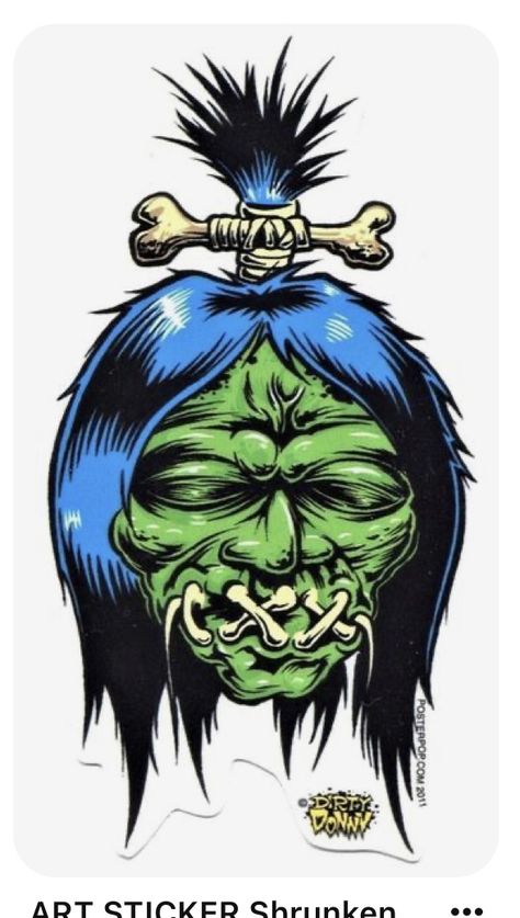 Shrunken Head Tattoo, Kustom Kulture Art, Shrunken Head, Tiki Art, Airbrush Art, Lowbrow Art, Monster Art, Skull Art, Horror Art