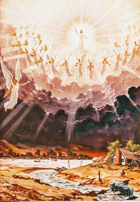 Heaven Pictures, Jesus Son Of God, Fear And Trembling, Jesus Second Coming, Jesus Artwork, The Second Coming, Retro Artwork, Heaven Art, Jesus Christ Art