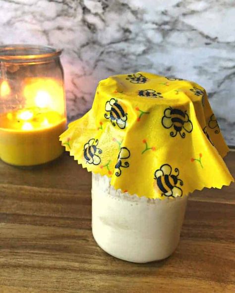 beeswax wrap covering jar of sourdough starter instead of plastic wrap Beeswax Wrap, Beeswax Wraps, Saran Wrap, Sourdough Starter, Plastic Wrap, Being Used, How To Use, Need To Know, Eco Friendly