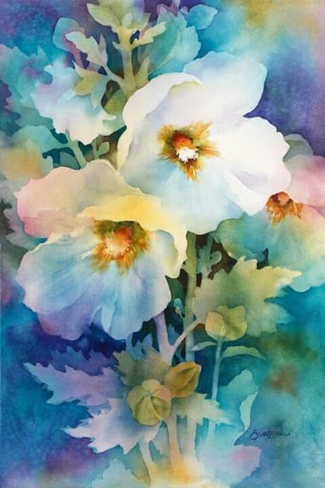 Watercolor Negative Painting, Negative Painting, Floral Watercolor Paintings, Watercolor Pictures, Watercolour Inspiration, 수채화 그림, Watercolor Flowers Paintings, Rise And Shine, Flower Art Painting