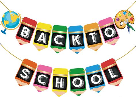 About this item 【Pre-Assembled| Ready to use】:Back to School Banner - Education is a powerful tool for your life,Understanding the value of your time, we've designed this back to school decorations to be use straight out of the packaging. The first day of school sign comes pre-assembled, saving you the hassle of putting it together. Hang this pre-assembled back to school banner in your classroom, or school hallway to warmly receive guests, students, or teachers Welcome Back To School Backdrop, First Day Of School Decorations, Back To School Banner Design, Welcome Back To School Banner Printable, Welcome Back Banner Printable Free, Back To School Brown Paper Banner, Back To School Party Decorations, School Party Decorations, Kindergarten Graduation Decorations