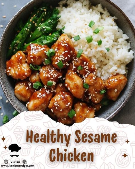 Sesame Chicken Recipe Healthy, Sesame Recipes, Healthy Sesame Chicken, Easy Sesame Chicken, Sesame Chicken Recipe, Sesame Ginger, Ginger Chicken, Sesame Chicken, Food Healthy