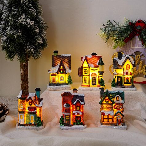 PRICES MAY VARY. LED Lights House: the 4/6 pieces Christmas houses come with battery powered LED lights, which are very easy to operate; Just press the power button to light up your house, proper to decorate Christmas houses villages Christmas Gifts: the Christmas villages sets are designed with exquisite craftsmanship and attractive appearance, so the miniature Christmas villages decorations are considered as ideal presents for your friends, family members, neighbors, colleagues, etc., which wi Christmas Village Decorations, Christmas Village Collections, Christmas Village Sets, Christmas House Lights, Christmas Village Houses, Led Christmas Lights, Christmas Decorations For The Home, Decorating With Christmas Lights, House Ornaments