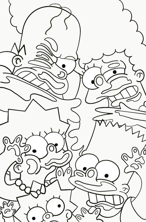 Page Fillers Drawings, Album Cover Coloring Pages, Alternative Coloring Pages, Fun Coloring Pages For Teens, Aesthetic Colouring Pages Simple, Cartoon Sketches Doodles, Coloring Pages For Ipad, The Simpsons Drawings, Cute Color Pages