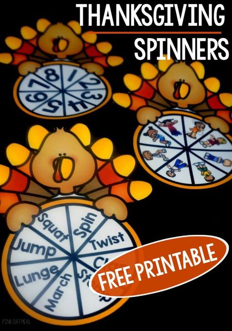 Free Thanksgiving Printables - Thanksgiving Brain Breaks. Use these cute turkey spinners to add movement to your kiddos day! Pediatric Physical Therapy Activities, Thanksgiving Lessons, Thanksgiving School, Free Thanksgiving Printables, Thanksgiving Activity, Letter Crafts, Fine Motor Activities For Kids, Thanksgiving Activities For Kids, Cute Turkey