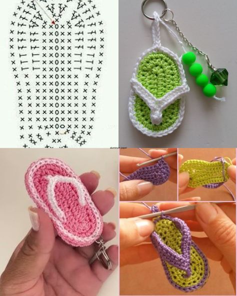 Crochet Keyrings, Crochet Flip Flops, Keychain Pattern, Crochet Snowflake Pattern, Crochet Toddler, Purse Pattern, Crochet Keychain Pattern, Pola Amigurumi, Crochet Amigurumi Free Patterns