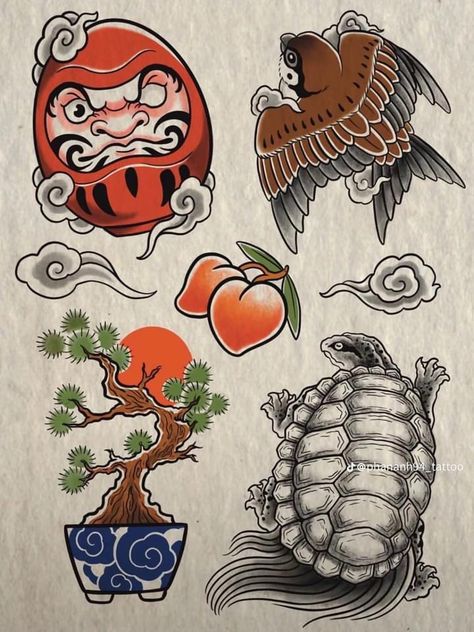 Traditional Japanese Tattoo Flash, Traditional Japanese Tattoo Designs, Japan Tattoo Design, Flash Tattoo Designs, Traditional Japanese Tattoos, Japanese Art Prints, Japanese Folklore, Japanese Illustration, Japan Tattoo