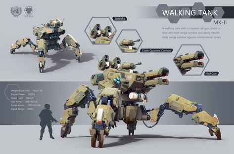 ArtStation - walking tank, xing jin Walking Tank, Mecha Tanks, Combat Robot, Concept Vehicles Sci Fi, Space Ship Concept Art, Futuristic Armour, Arte Robot, Affinity Photo, Army Vehicles