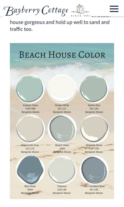 Costal Chic Paint Colors, Beach House Colours Scheme, Beach Pantone Colors, Natural Beach Decor, Beach House Palette, Coastal Florida Decorating, Coastal Green Exterior House Colors, Coastal House Decorating Ideas, Beach Accent Wall Ideas