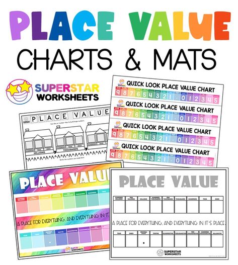 3rd Grade Place Value Anchor Chart, Place Value Free Printables, Printable Place Value Chart, Place Value Anchor Chart, Place Value Activities, Place Value Chart, Place Value Worksheets, First Grade Math Worksheets, Common Quotes