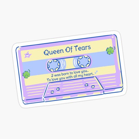 Get my art printed on awesome products. Support me at Redbubble #RBandME: https://www.redbubble.com/i/sticker/Queen-of-tears-kdrama-retro-pastel-cassette-tape-by-myskzhaven/160347259.EJUG5?asc=u Queen Of Tears Sticker, Kdrama Prints, Queen Of Tears, Kdrama Stickers, Christmas Stickers Printable, High School Books, Tears Art, Find A Boyfriend, Retro Pastel