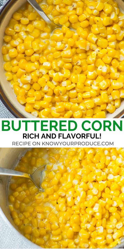 Buttery and delicious buttered corn using frozen corn kernels. This is the best corn recipe where we show you how to cook frozen corn perfectly. Perfect side dish. Vegan or vegetarian. Whole Kernel Corn Recipes, Frozen Corn Recipes, Thanksgiving Corn Recipes, Best Corn Recipe, Canned Corn Recipes, Thanksgiving Recipes Side Dishes Veggies, Thanksgiving Recipes Side Dishes Easy, Vegetarian Side Dish Recipes, Corn Side