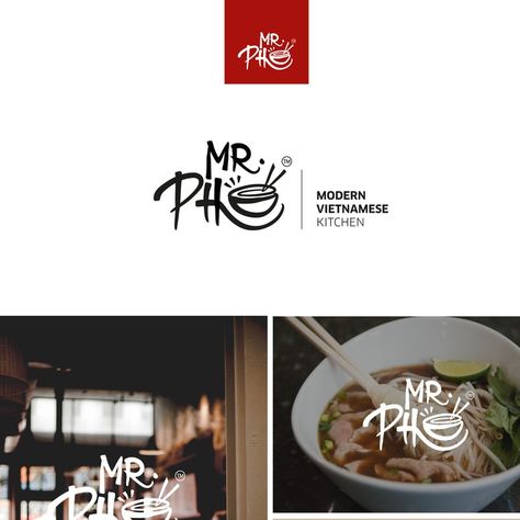 Pho Logo Design, Vietnamese Restaurant Logo, Asian Restaurant Branding, Chinese Food Logo, Noodles Logo, Logo Design Graphics, Graphic Designer Studio, Food Logos, Food Logo Design Inspiration