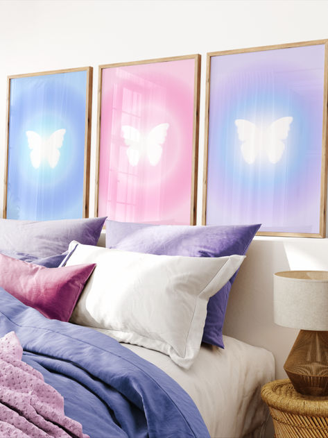 Purple And Blue Room, Spiritual Girl, Radiating Positivity, Purple Aura, Pink Bedroom For Girls, Aura Poster, Pink Room Decor, Girl Room Decor, Vibrant Wall Art