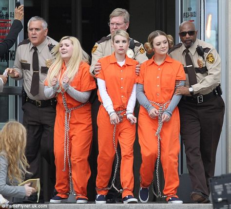 Orange Prisoner, Prison Jumpsuit, Prison Outfit, Chanel Oberlin, Billie Lourd, Abigail Breslin, Orange Suit, Harley Quinn Comic, Scream Queens