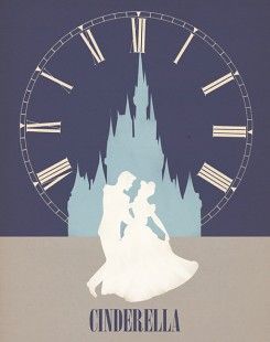 This is great stencil work, it's simple and has the main characters and it has the most important things like the clock, and the castle. Cinderella And Prince, Disney Amor, Cinderella Art, Disney Iphone, Disney Posters, Film Disney, Minimal Movie Posters, Disney Dream, Classic Disney