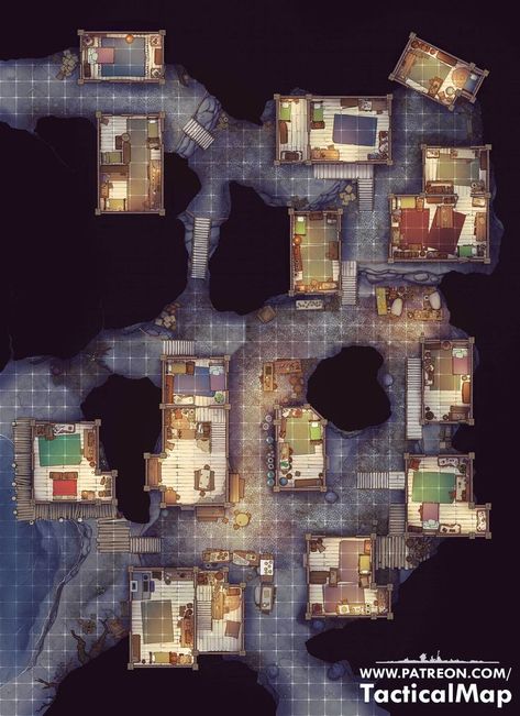 Residential area of the underground city. They live without seeing the sunlight, but they built the same houses as on the surface. Lying in bed, they probably imagine that it was just night outside the window. Underground Map, Underground City, Fantasy City Map, Village Map, Building Map, Dnd World Map, Fantasy Town, Dungeon Master's Guide, Tabletop Rpg Maps