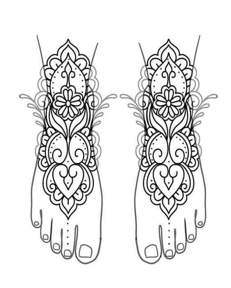 Mandala Foot Tattoo, Henna Tattoo Foot, Ornamental Tattoo Design, Geometric Mandala Tattoo, Half Sleeve Tattoos Drawings, Ornamental Design, Tattoo Templates, Muster Tattoos, Henna Tattoo Designs Simple