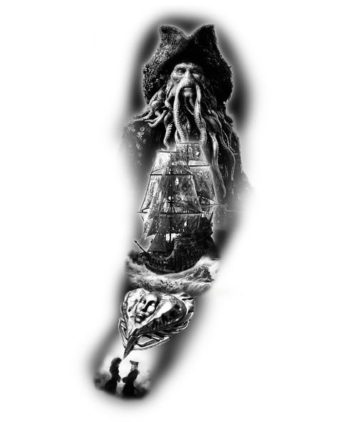 Davy jones tattoo design #tattoo #tattooart #realistictattoo #sleeve #tattoosleeve #blackandwhite #tattoed #inked #ink #neotrad #tattooidea #tattooartist #tattoos #tattoomodel #davyjones #potc #piratesofthecaribbean #johnydepp #jacksparrow #tattoo2me #tattoodesign #stencil #tattoosketch Davy Jones Tattoo, Tattoo Design Tattoo, Man Sketch, Traditional Tattoo Design, Davy Jones, Neo Traditional, Design Tattoo, Dragon Ball Gt, Design Sketch