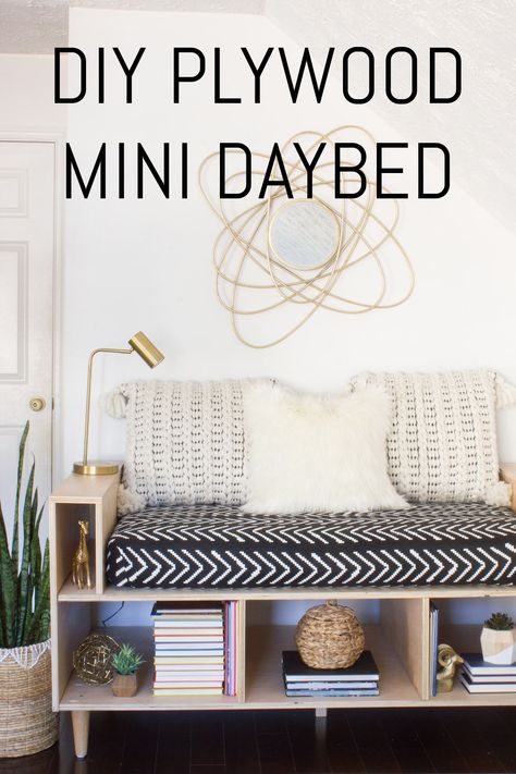 Learn how to make this DIY plywood mini daybed! This blogger upcycled an old crib mattress for this project. (There's also a video tutorial included in this post.) Crib Mattress Reading Nook, Crib Mattress Repurpose, Diy Reading Nook, Reading Nook Diy, Diy Mattress, Old Cribs, Reading Nook Kids, Zimmer Diy, Diy Daybed