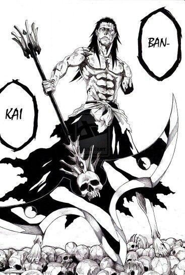 Zaraki Kenpachi // bankai // bleach Kenpachi Bankai, Bleach Tattoo, Kuchiki Byakuya, Bleach Drawing, Kenpachi Zaraki, Bleach Fanart, Bleach Characters, Bleach Art, Bleach (anime)