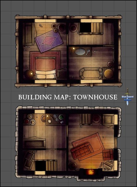 Dnd Room, Dungeon Master Screen, Building Map, Fantasy World Map, Tabletop Rpg Maps, Sims 4 House Design, Medieval Houses, Rpg Map, Dungeon Maps