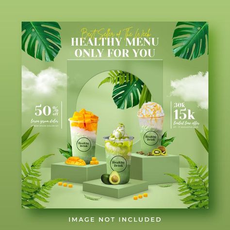 Social Media Campaign Design, Starbucks Art, Brochure Food, Graphic Design Portfolio Cover, Smoothie Healthy, Healthy Drink, Food Graphic Design, Restaurant Menu Design, Food Poster Design