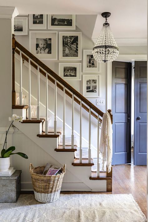 39 Staircase Ideas for Every Style of Home Stair Photo Walls, Staircase Photo Wall, Stairway Pictures, Gallery Wall Stairs, Staircase Frames, Stairway Gallery Wall, Stair Wall Decor, Staircase Pictures, Gallery Wall Staircase