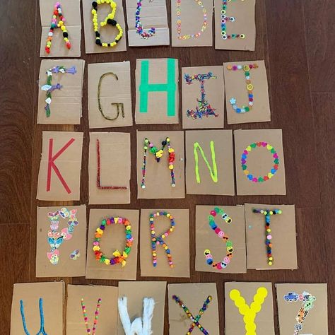 It's a cardboard alphabet! Reposted from @montessoricatholic 🎨 TK / K Motivation ✂️ . I’ve had so many of you reach out about HOW DO I… | Instagram Alphabet Provocations Preschool, Cardboard Alphabet Diy, Reggio Alphabet Display, Letters Reggio Emilia, Reggio Letter Provocations, Reggio Letters, Letter K Craft, Craft Letters, Alphabet Display