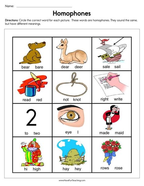 Homophones - Have Fun Teaching Homophones For Kids, 11 Worksheet, Homophones Activity, Homophones Worksheets, Homophones Words, Have Fun Teaching, 2nd Grade Worksheets, English Worksheets For Kids, Grade 7